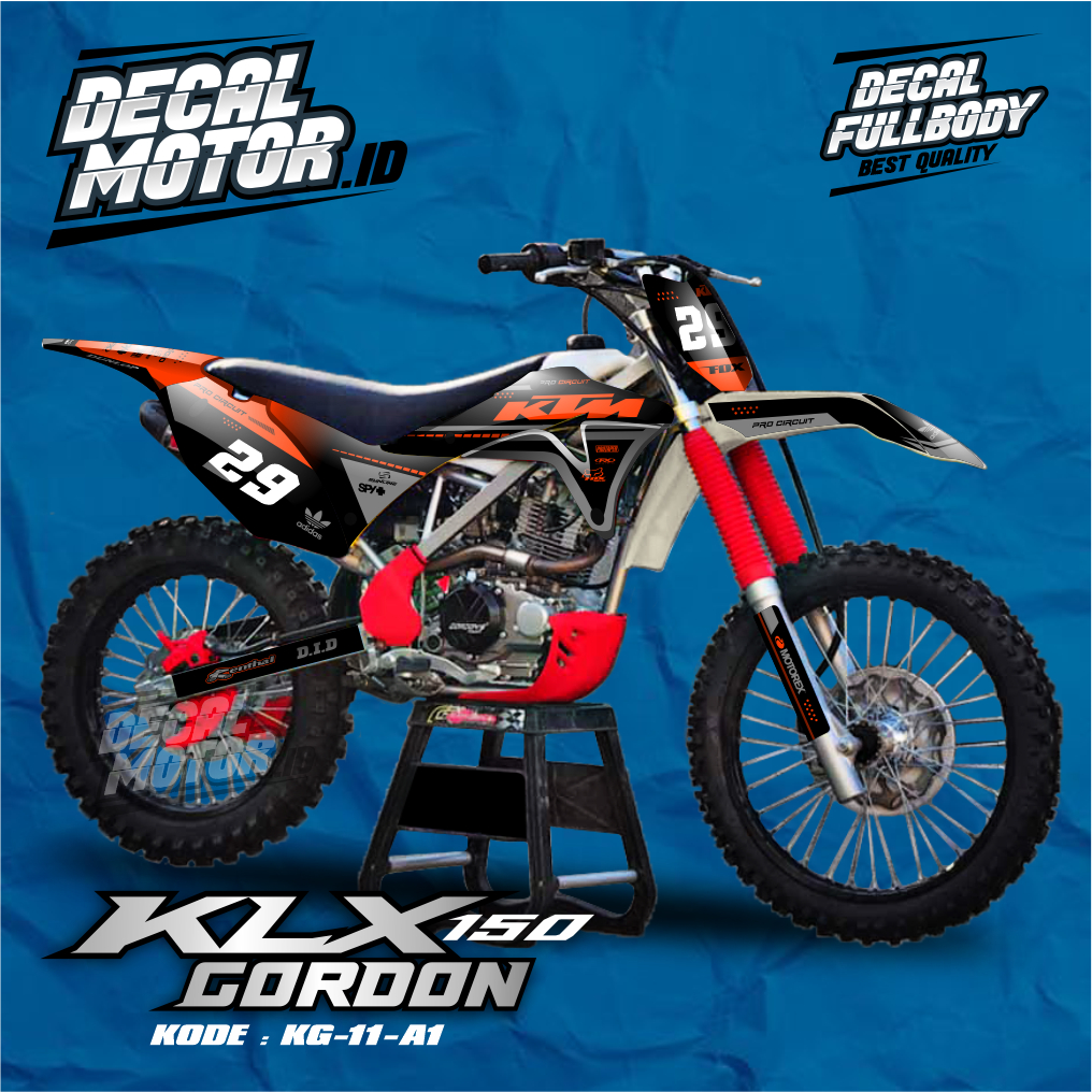 Sticker KLX GORDON Full Body - Decal Klx Gordon/Variasi stiker Klx Gordon Racing Warna Hitam Orange 