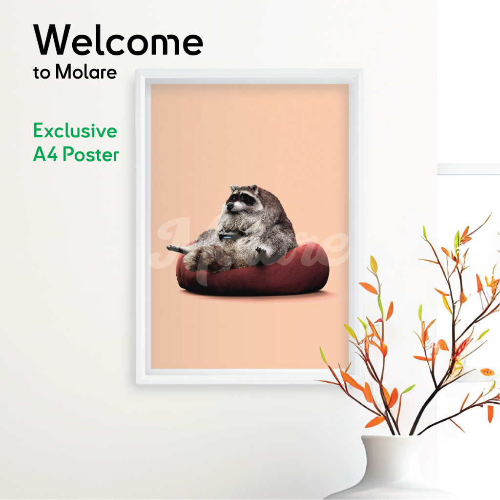 Poster Dinding Estetik A4 - Gambar Binatang Keren (Lazy Animal)