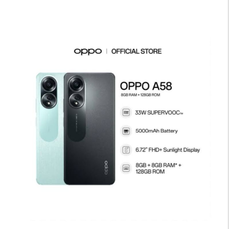 HP OPPO A58 8/128 GB - OPPO A 58 NFC RAM 8GB ROM 128GB GARANSI RESMI