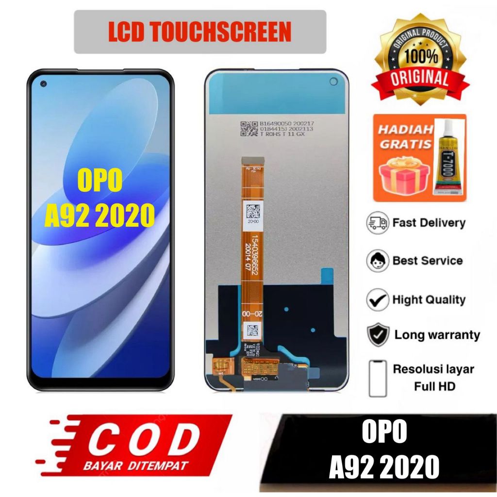 LCD TOUCHSCREEN OPPO A92 2020 FULLSET ORIGINAL + LEM