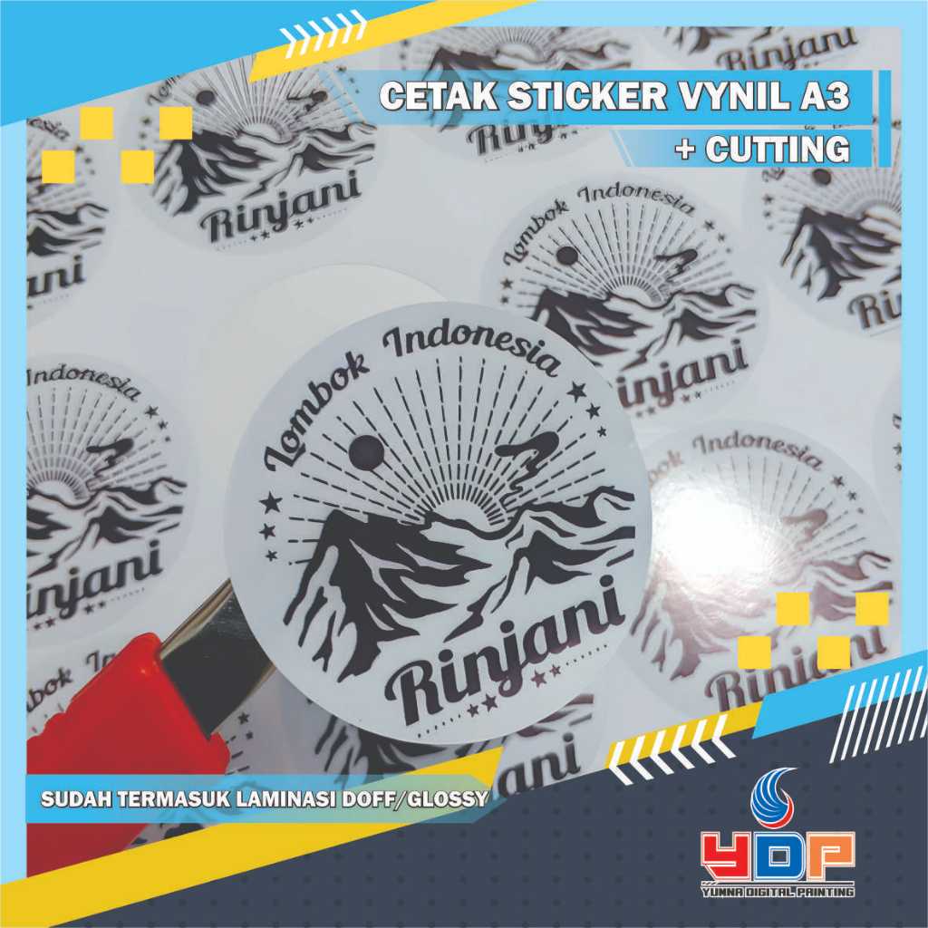 

Cetak Sticker Vynil A3 + cutting ( PRINT & CUT), cetak label & kemasan
