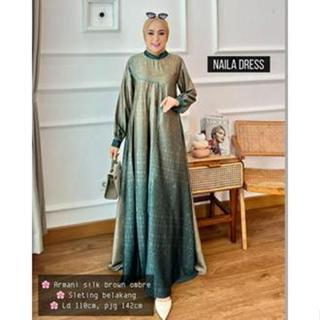naila dress jumbo ld 120 pakaian bju baju gamis syari gaun long dres longdress maxi maxy armani silk