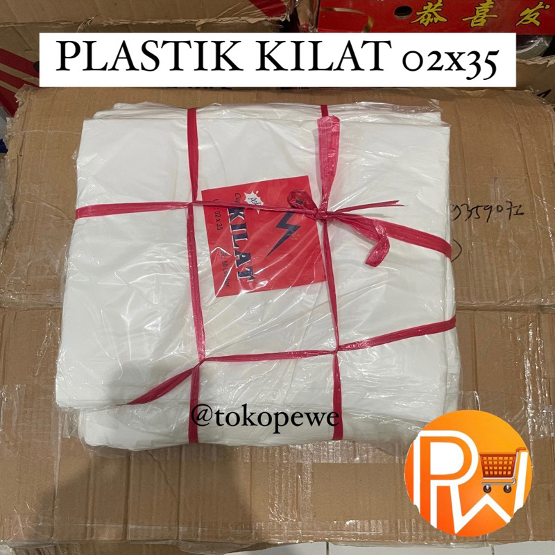 Kantong Plastik Kilat Putih 35x02x52 isi 50 Grosir Kresek