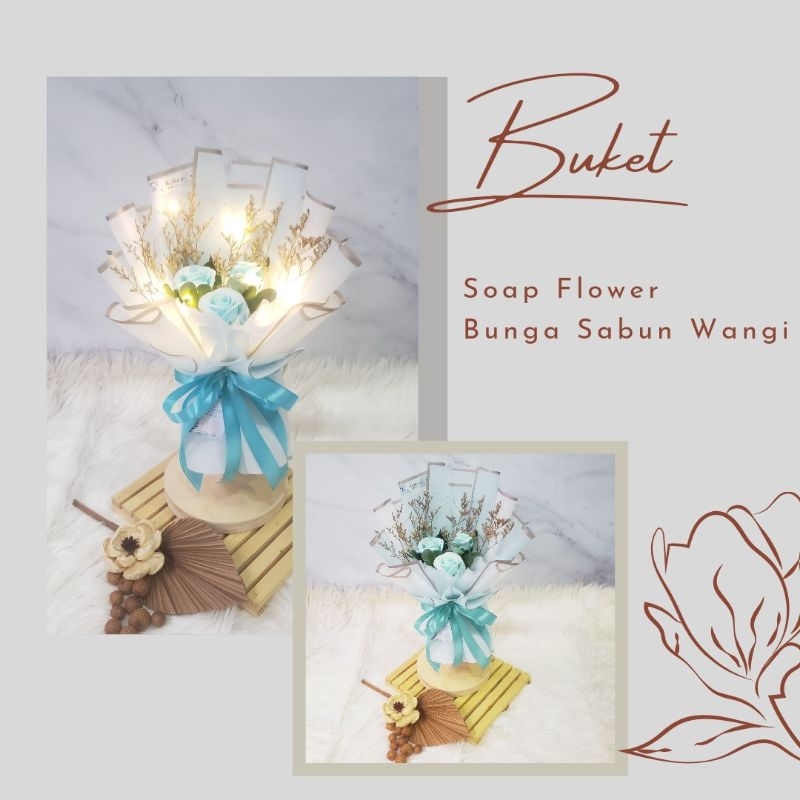 BUKET BUNGA SABUN WANGI_ROSE SOAP BOUQUET 3 STEM_HADIAH KADO GIFT VALENTINE ULTAH ANNIVERSARY WISUDA