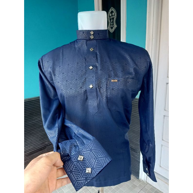 KOKO MELAYU AMMU SULTHAN PRIA DEWASA MOTIF HEXAGON khusus warna BIRU NAVY termurah terlaris