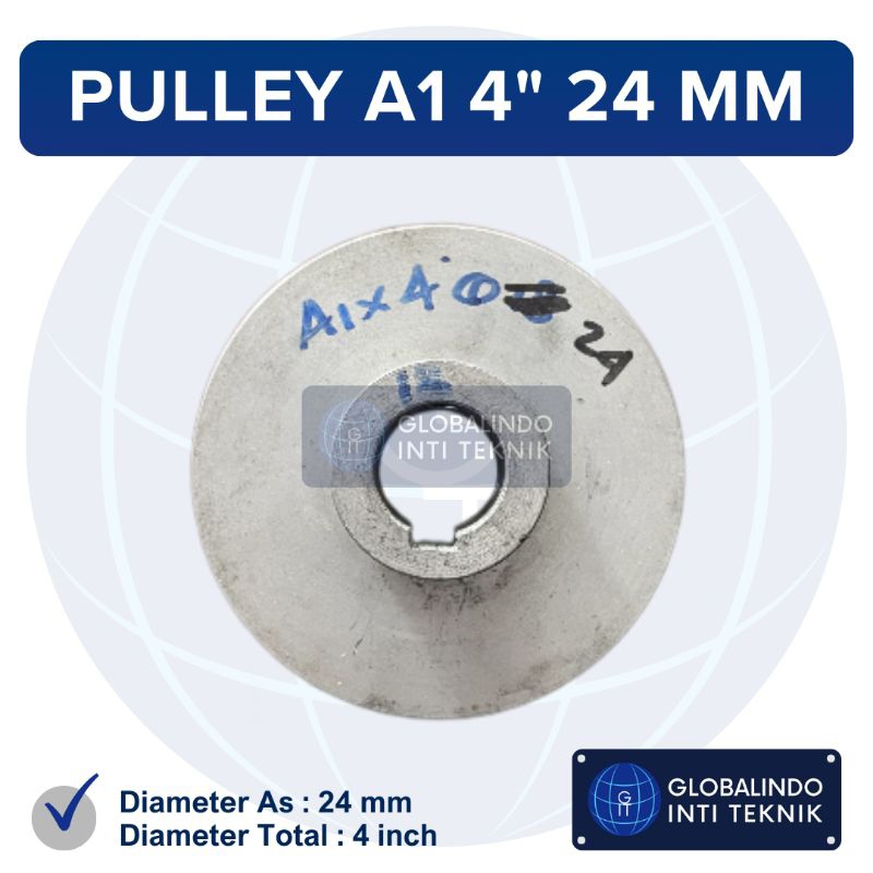 Puli Pully Pulley Mesin Dinamo Kompresor Angin Aluminium A1 4” 24 mm