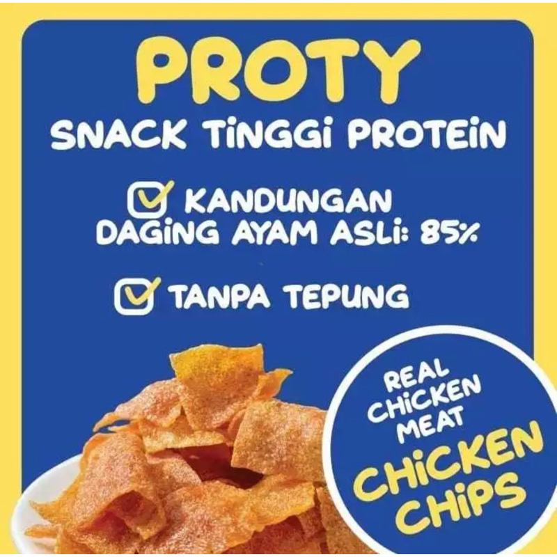 

Piscoklegit_ Proty Chicken Chips Original Seaweed Cheese - Keripik Daging Ayam Krispi - Snack