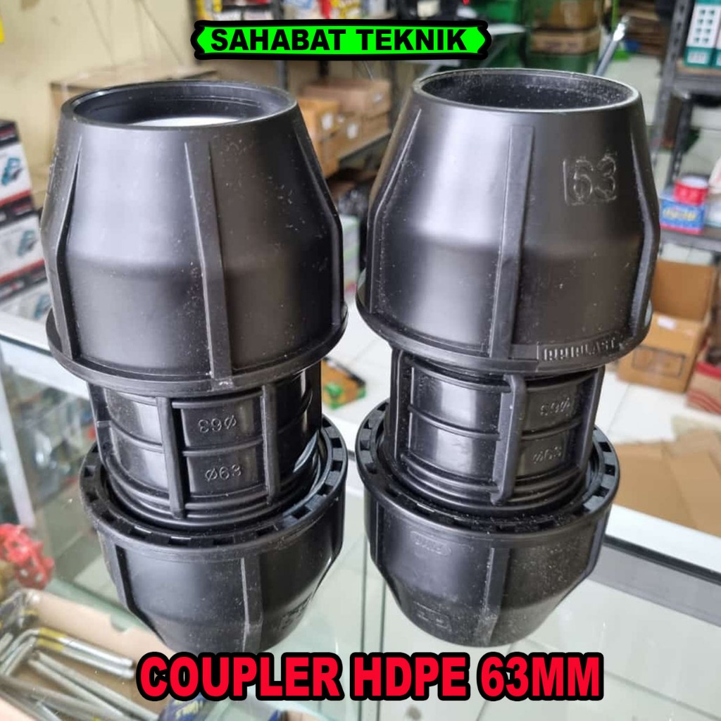 Fitting Pipa HDPE ( 2" Inch ) Straight Coupler Ukuran 63 × 63 MM Sambungan Pipa HDPE
