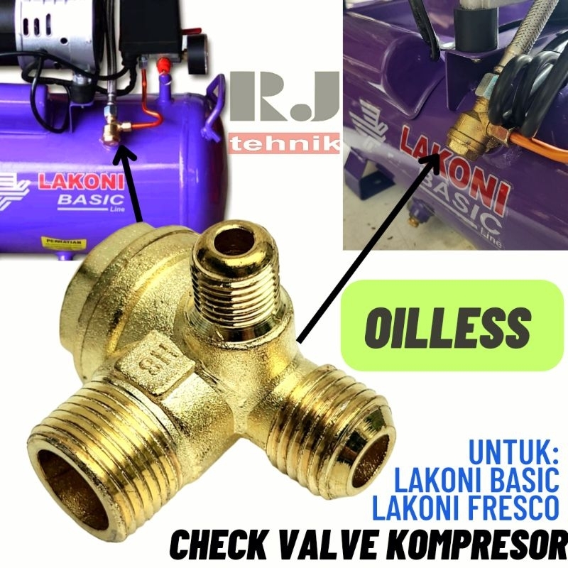 Nepel Check Valve Kompresor Oilless Silent Compressor 3/4HP - 1HP Lakoni Basic Fresco