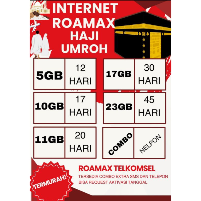 TERMURAH INTERNET ROAMAX TELKOMSEL HAJI & UMROH