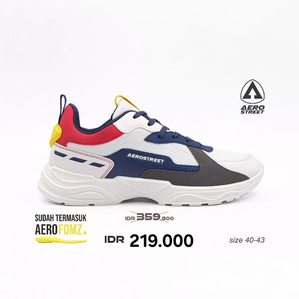 AEROSTREET Riku Putih Biru Tua Merah - Sepatu Sneakers Sport 21HH31