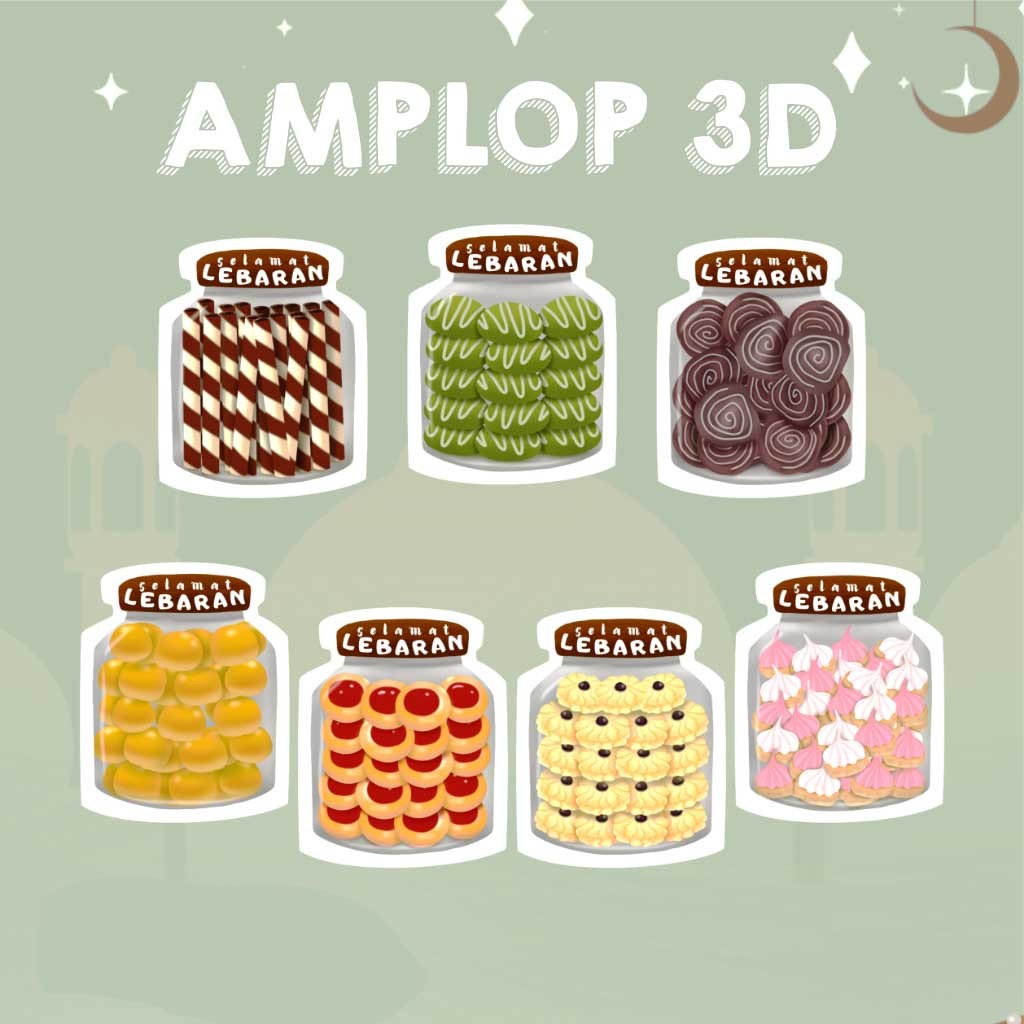 

(ISI 6) Amplop Lebaran 3D Cromboloni viral Series Cake 2024 / Angpao THR Unik / Amplop Idul Fitri 2024