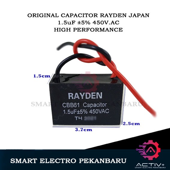 ORIGINAL 1.5uF 450VAC RAYDEN JAPAN CBB61 – KAPASITOR KIPAS ANGIN CAPACITOR 1,5uF 450V 1.5 1,5 UF 450