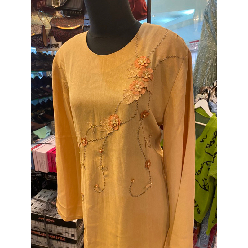 BLOUSE TUNIK WANITA BANU MUSLIM BAJU LEBARAN WANITA KUNING