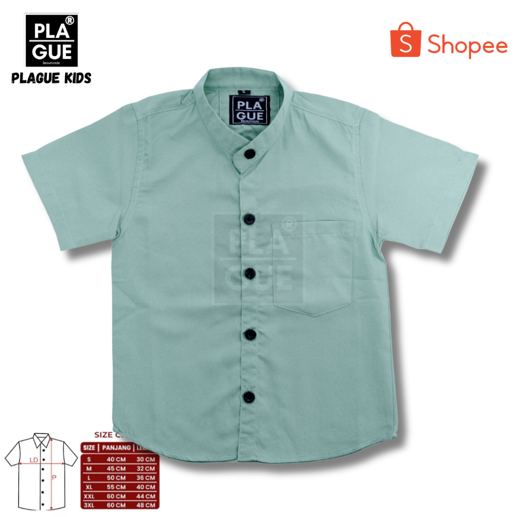 BAJU MUSLIM ANAK KEMEJA KOKO KEMKO ANAK LAKI LAKI WARNA HIJAU SAGE GREEN TOSCA WARDAH MINT LENGAN PE
