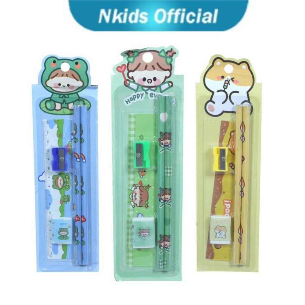 

Alat Tulis Set Stationery Sekolah TK SD / Pensil Set Anak Karakter Kartun Lucu Penghapus Penggaris