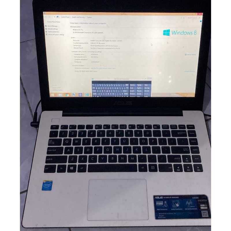 notebook asus X453M second pribadi