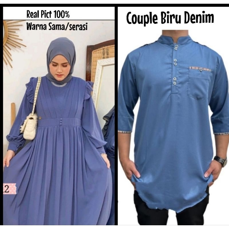 SABIHA COUPLE / GAMIS DRESS BAJU KEMEJA KOKO KURTA LEBARAN COUPLE PASANGAN AYAH IBU SUAMI ISTRI JUMB