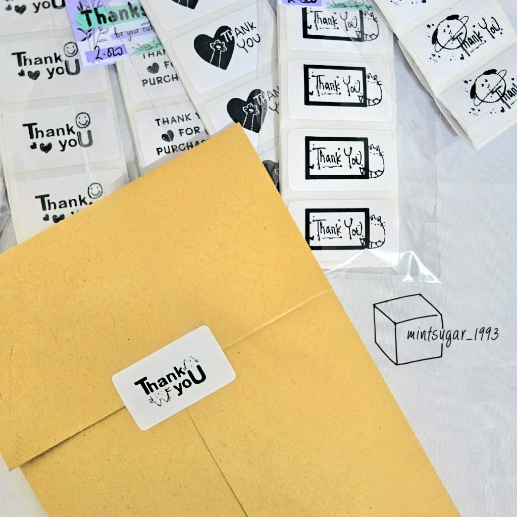 

[ READY STOCK ] MINI THANKS STICKER HITAM PUTIH ( 3X2 cm | 20 PCS )