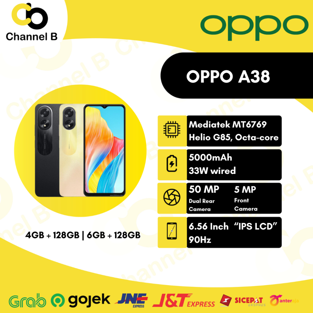OPPO A38 [ Ram 4GB + Rom 128GB | Ram 6GB + Rom 128GB ] Garansi Resmi