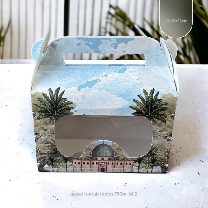 

(10 pcs) box toples 750 ml isi 2 dus tenteng hampers lebaran kardus kue kering idul fitri gable box idul fitri 20x10x12 cm