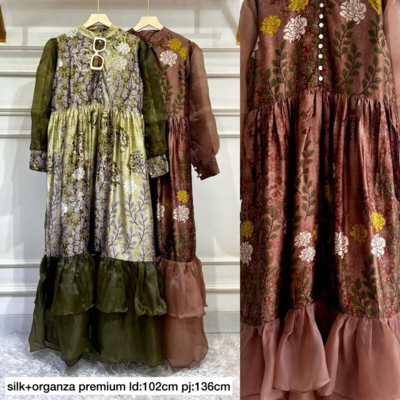 Gamis silk+organza premium lebaran