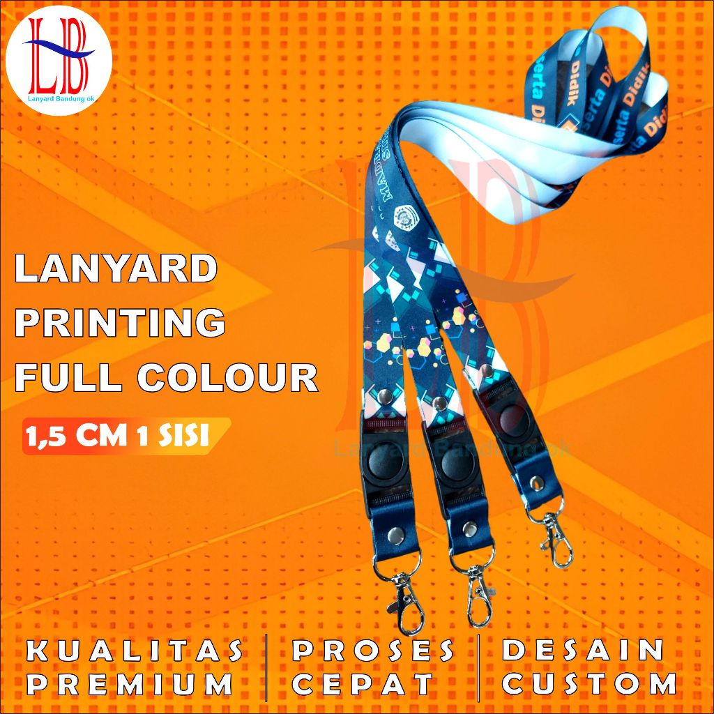 

TALI LANYARD ID CARD CUSTOME 1,5 CM PRINTING /CETAK LANYARD PRINTING 1,5 CM desain bebas/LANYARD CUSTOME