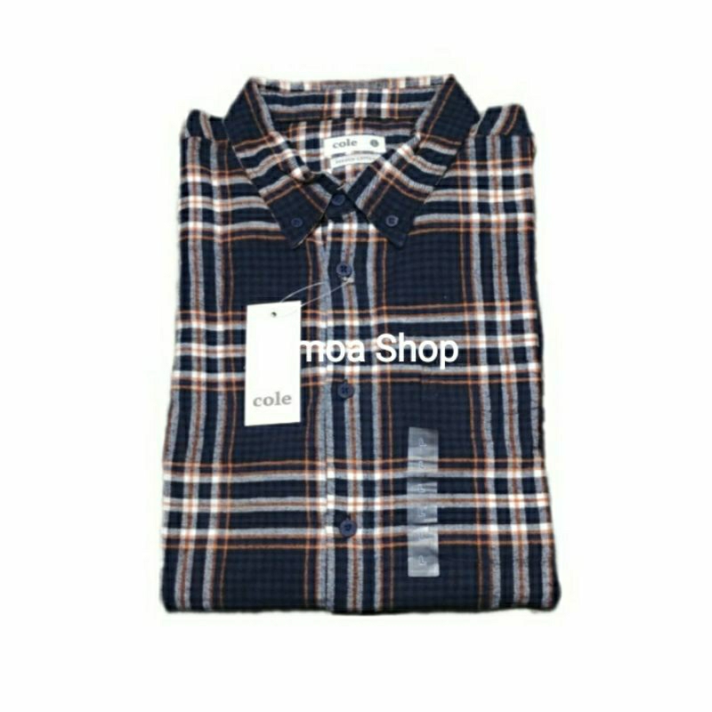 Kemeja Flanel COLE Regular Biru Dongker Kotak Lengan Panjang CL 41