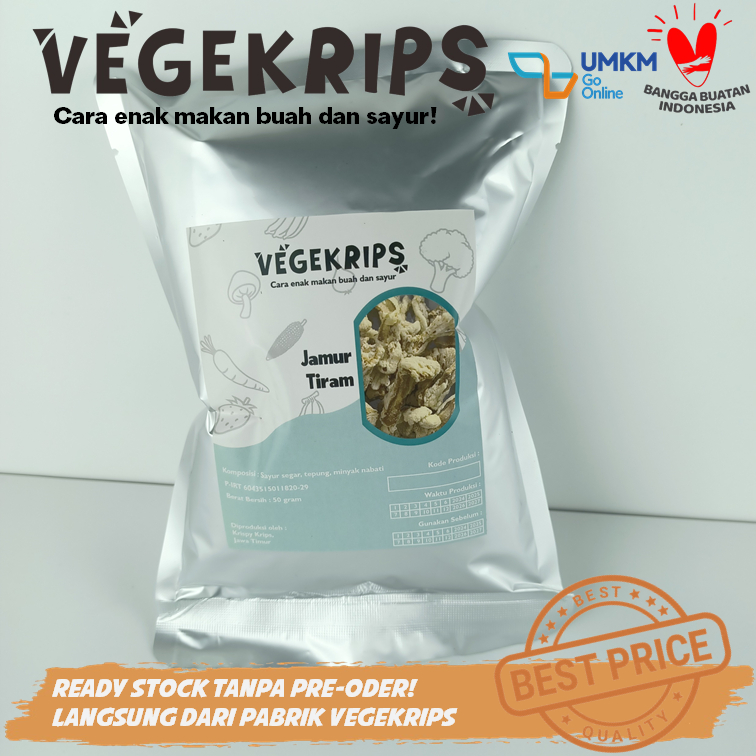 

Keripik Jamur Tiram 50 Gr Aluminium Foil VEGEKRIPS