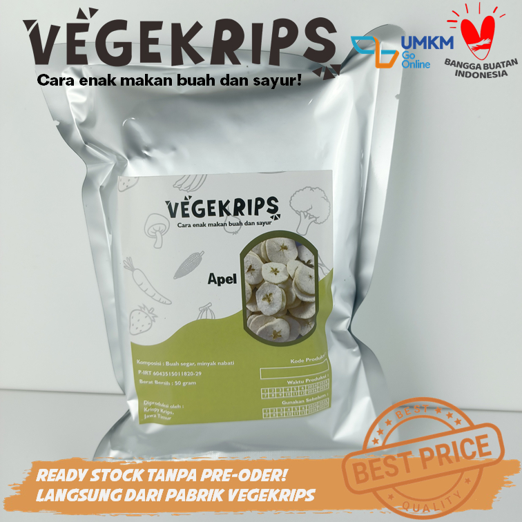 

Keripik Apel 50 Gr Aluminium Foil VEGEKRIPS