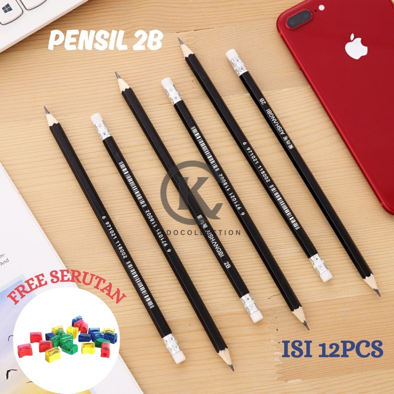 

PENSIL 2B EXAM GRADE ISI 12PCS BONUS SERUTAN / PENSIL KAYU UJIAN