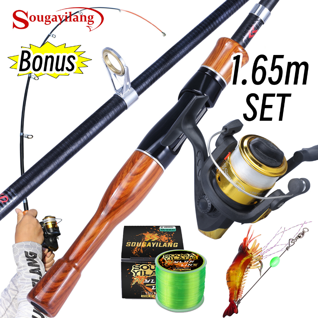 Sougayilang Joran Panicng Set 160cm Pancingan Set Lengkap Teleskopik Joran Set Reel Pancing