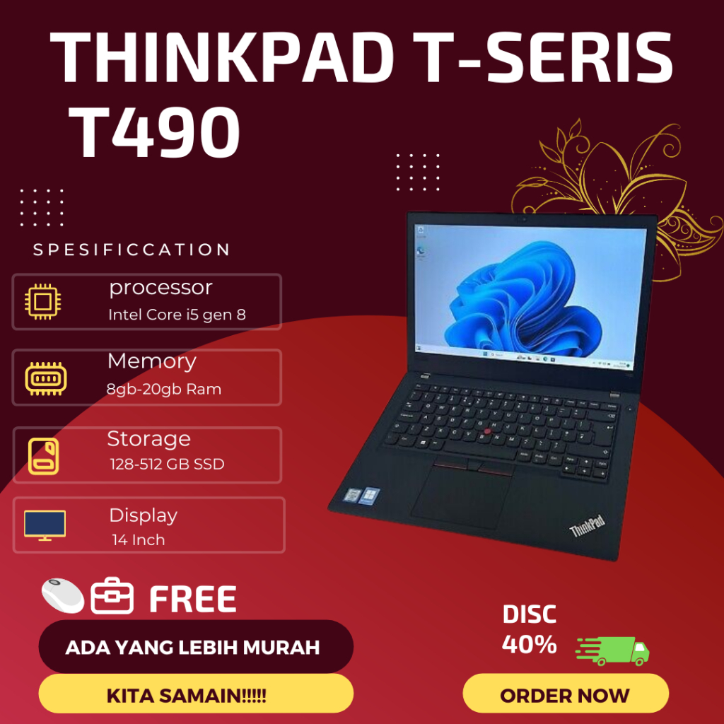 Laptop Lenovo Thinkpad Core i5/i7 Gen 6/8 Ram 8 Ssd 256 Mulus &amp; Bergaransi,Laptop Slim