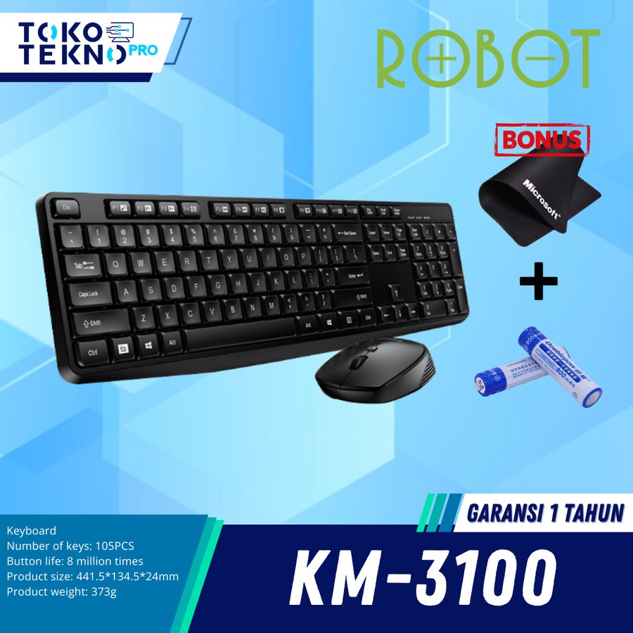 Robot KM3100 / KM-3100 Wireless Keyboard Mouse Combo