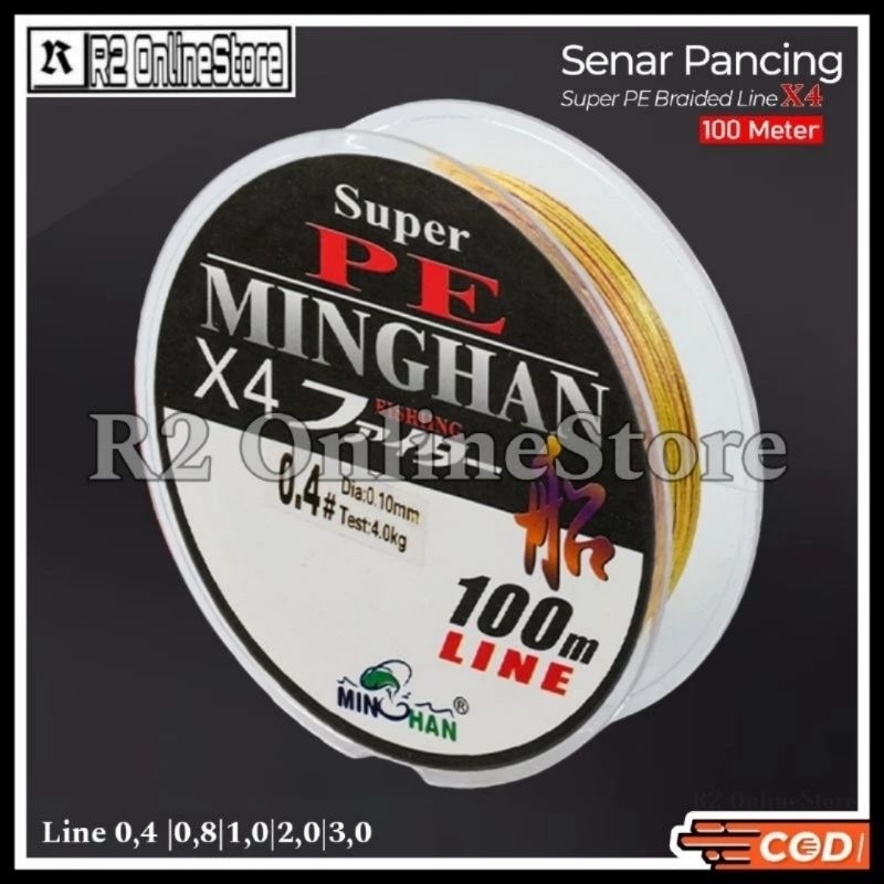 (BISA COD) Zero Senar Benang Tali Pancing Super PE 4 Braid Line 100 Meter - X4 / Ukuran 0,4 / 0,8 / 