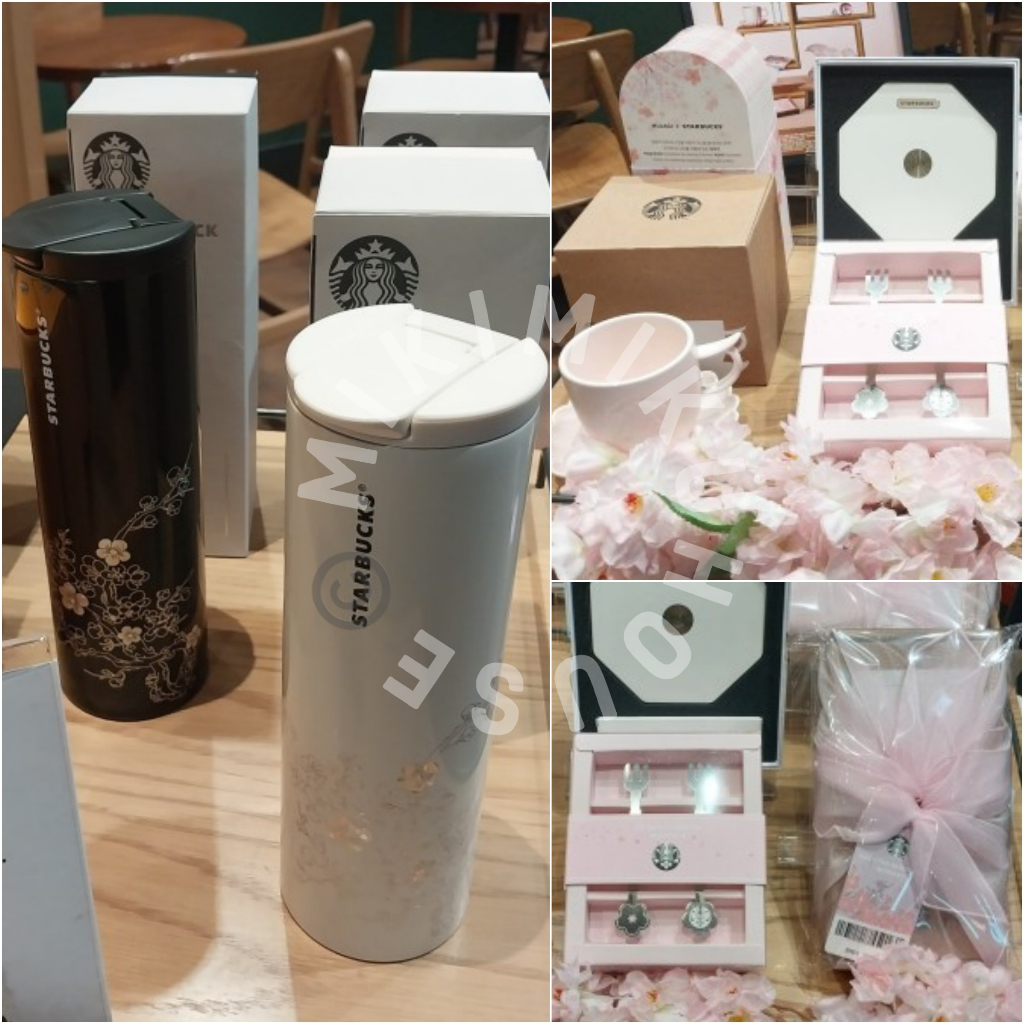 2024 KOREA Starbucks Minhwa Design & BLACK WHITE Cherry Blossom LED LAMP MUG COASTER OFFICIAL LIBERA