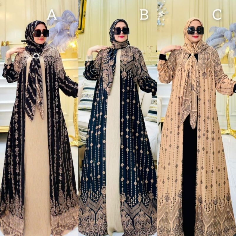 Mazaya dress set outer  dan jilbab vol 5 original Arsy hijab