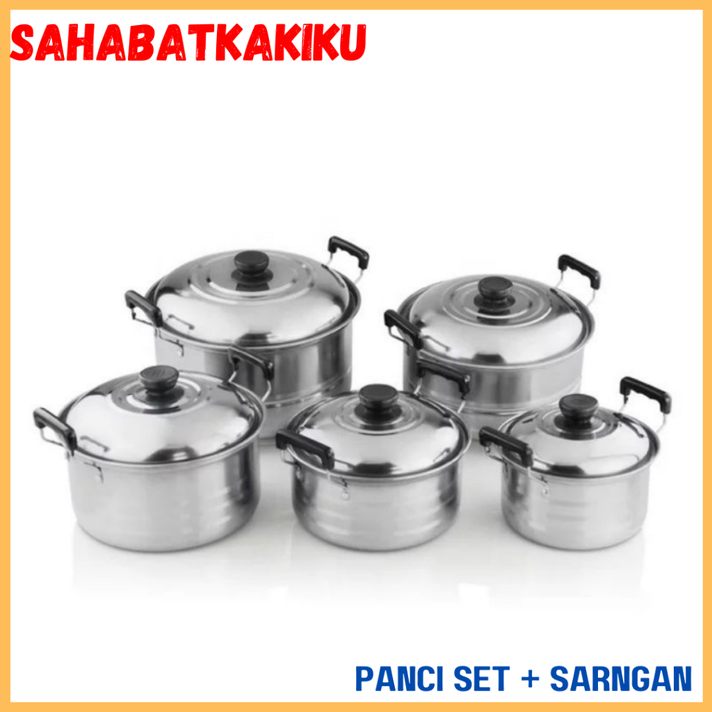 Panci Set Omicko OM-6236 Stainless Isi 5 Set+Steamer / Panci Set Serbaguna Omicko
