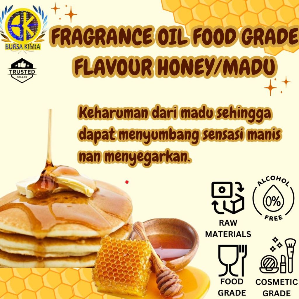 Food Grade Fragrance Oil Flavour Honey 100ml / Essence Oil Cosmetic Grade Flavor Madu 100ml /
