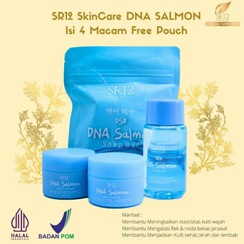 SR12 DNA SALMON PACKAGE Paket Skincare Pemutih & Pencerah Wajah Free Puch