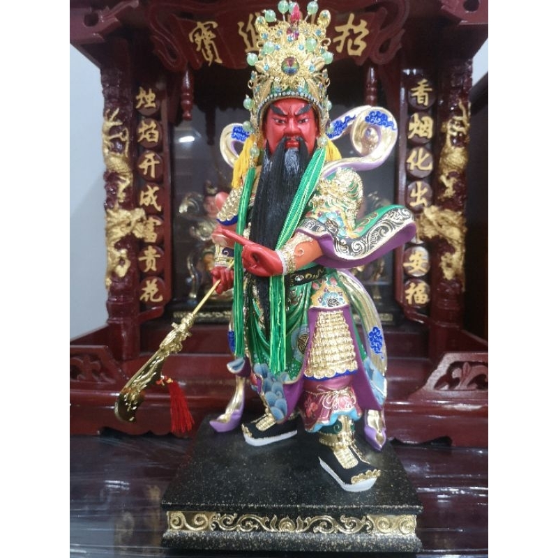 patung dewa Kwan Te Kong /Kwan Kong 16" bahan Kayu