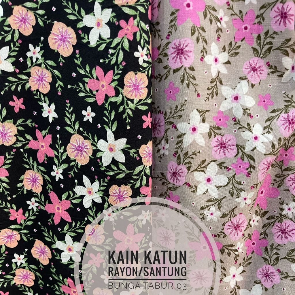 KAIN KATUN RAYON/SANTUNG MOTIF BUNGA TABUR 03