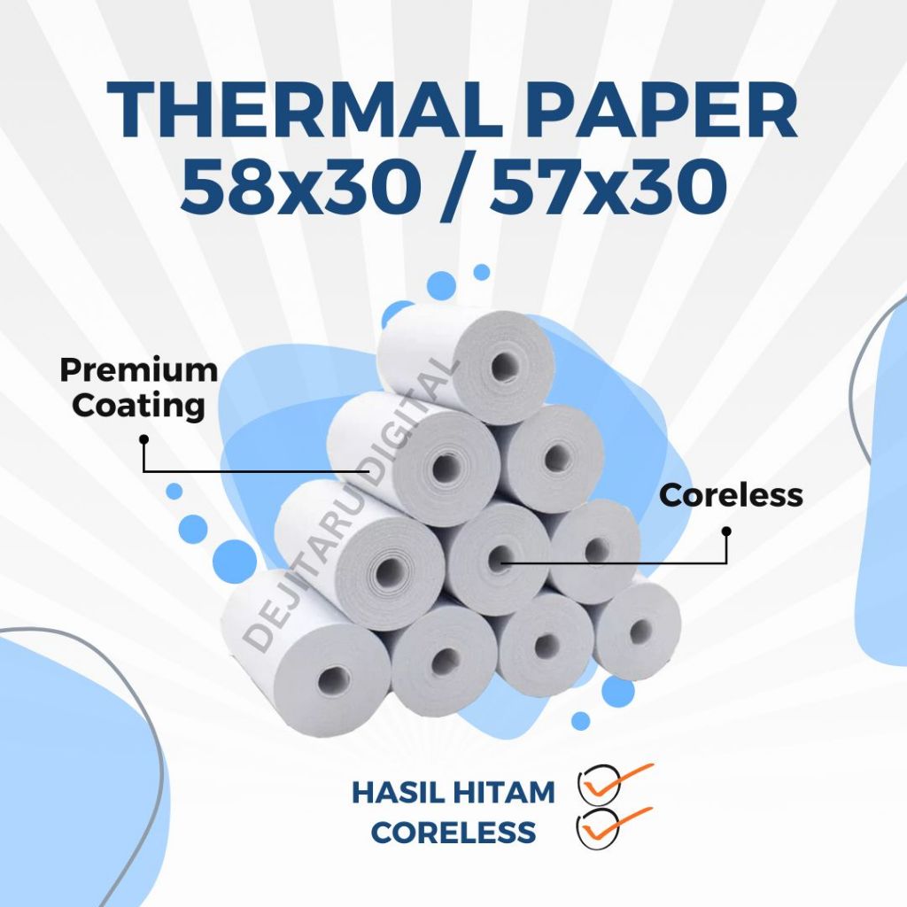 

Kertas Thermal 58mm Kualitas Bagus 58x30 / 57x30 ECER