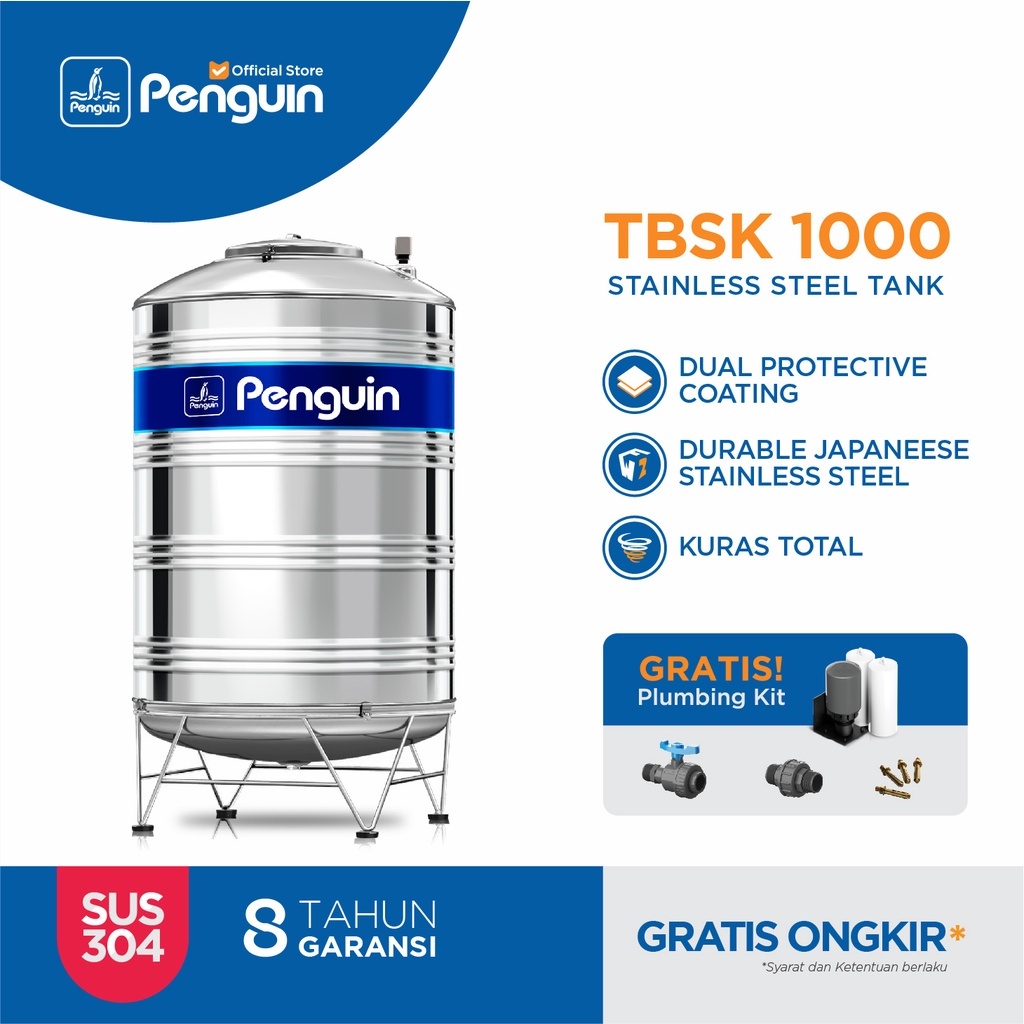 Tandon Air Stainless Penguin Tangki | Toren | Tandon Air Stainless TBSK 1000 1000 liter