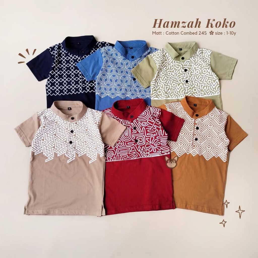 KOKO HAMZAH KEMKO ANAK ATASAN KOKO BAJU KOKO ANAK 2-10 TH SETELAN KOKO BAJU MUSLIM ANAK