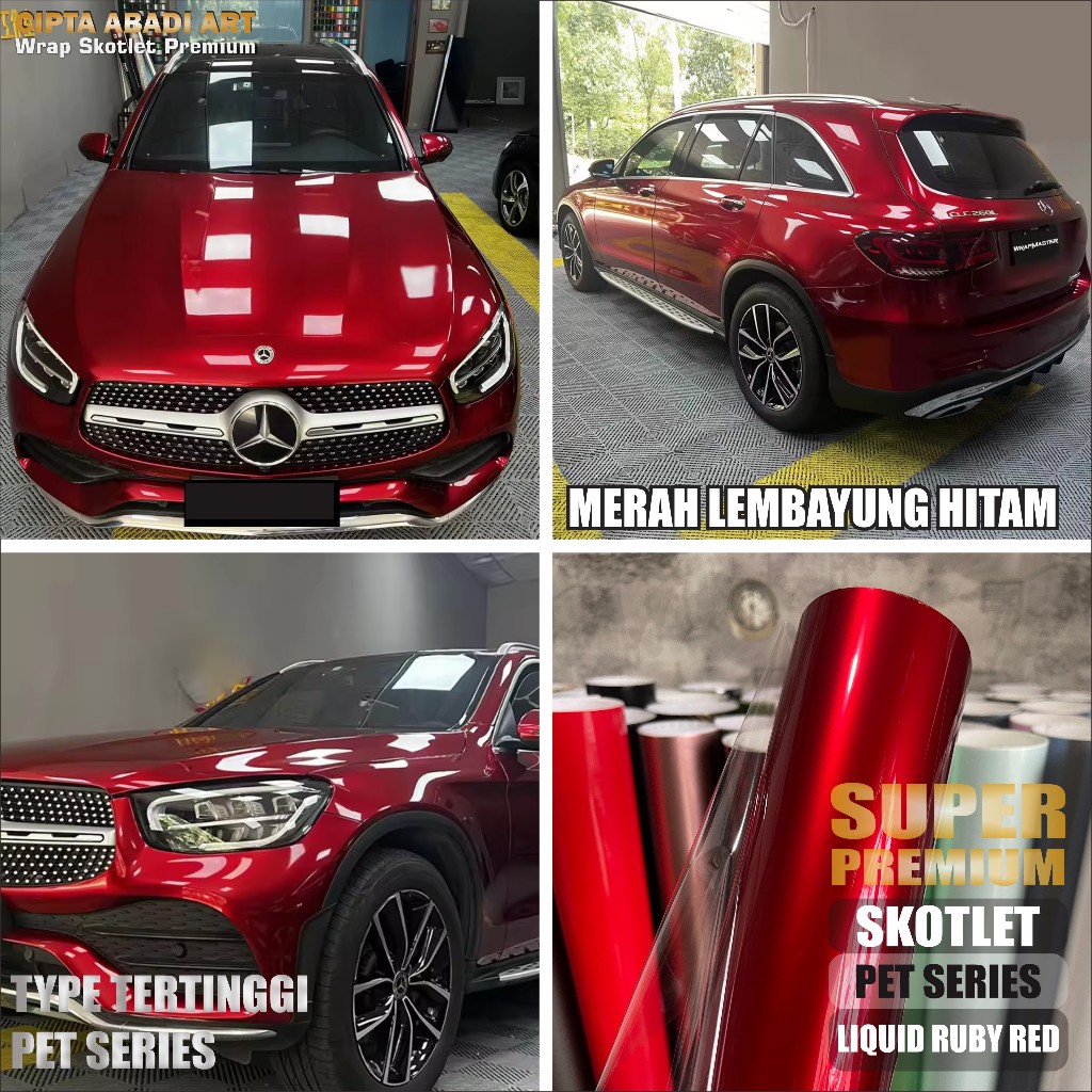 SKOTLET STIKER MOTOR LIQUID RUBY RED PET SERIES SCOTLET MERAH GLOSSY PREMIUM SERI TERTINGGI STICKER 