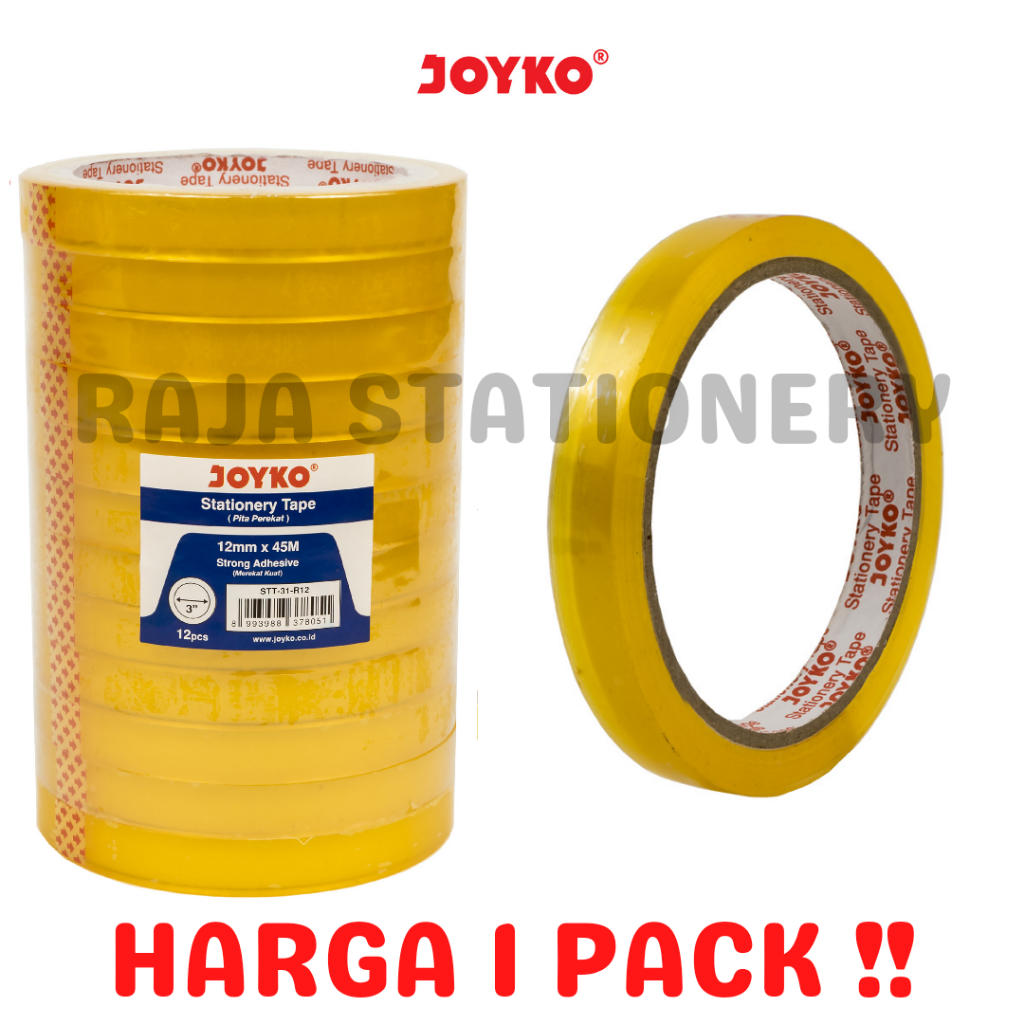 

JOYKO TAPE ISOLASI BENING 12mm 24mm 50 Yard Solatip Kantor Meja LAKBAN SELOTIP [SLOP]