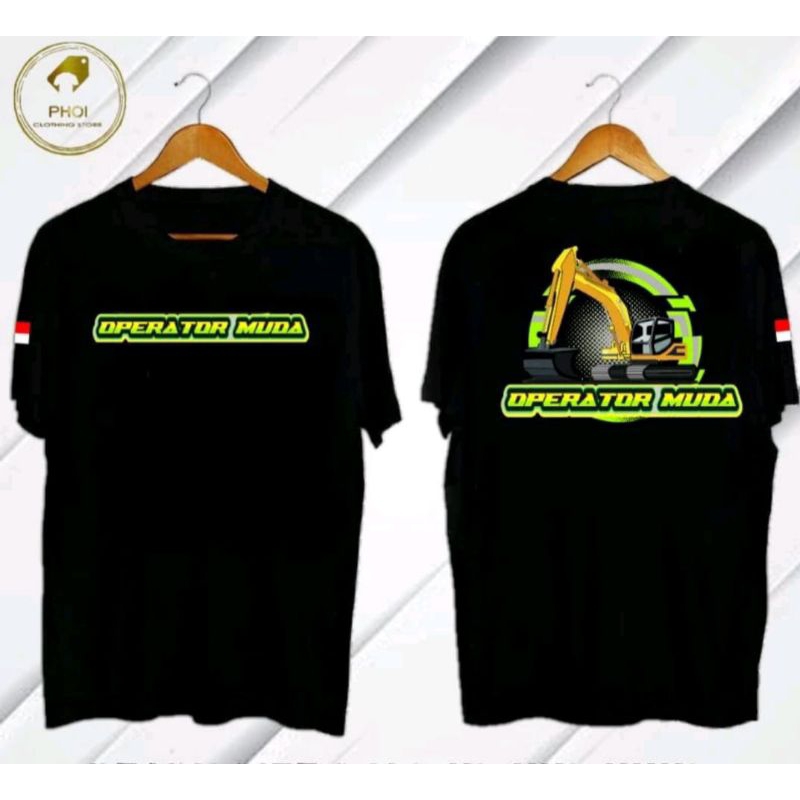 KAOS OPERATOR MUDA EXCAVATOR LOGO HIJAU