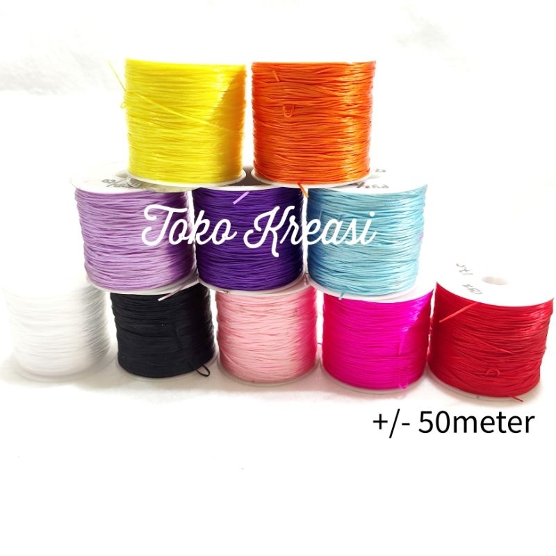 (Per roll) Tali bihun / kenur elastis untuk gelang dan aneka kerajinan 10m dan 50m