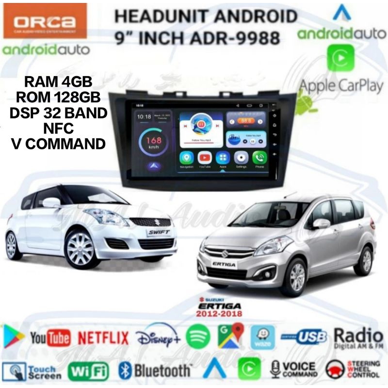HEAD UNIT TAPE TV MOBIL ANDROID ORCA OEM ERTIGA LAMA/SWIFT LAYAR 9 INCH